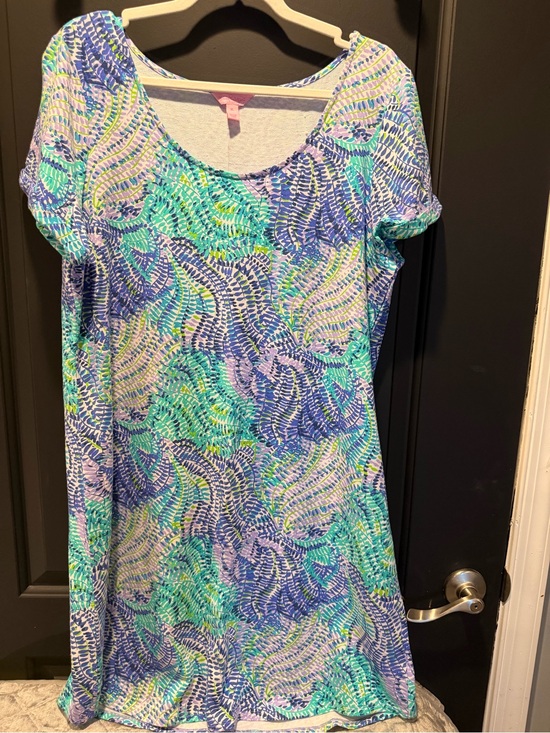 Lilly Pulitzer Dresses & Skirts - Lilly Pulitzer Blue, Aqua & Purple Printed Short-Sleeve Dress